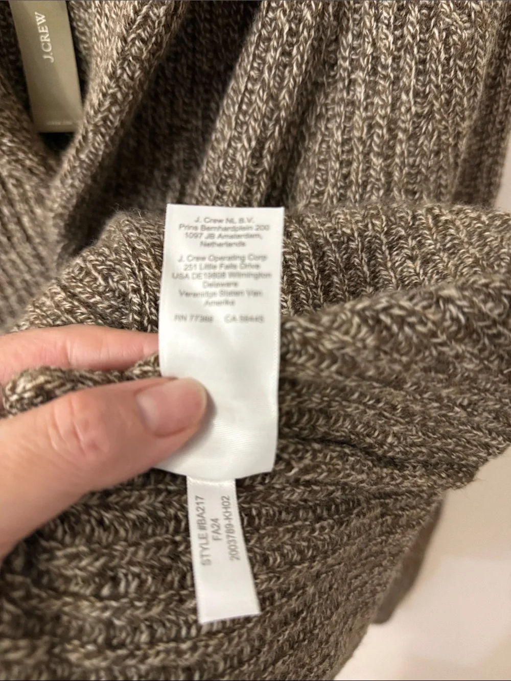 J.Crew Rugged Merino Wool-Blend Cardigan Sweater Marled Hazelnut Brown M